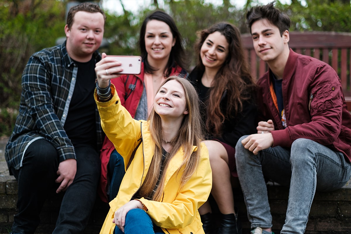 A group of students taking a selfie