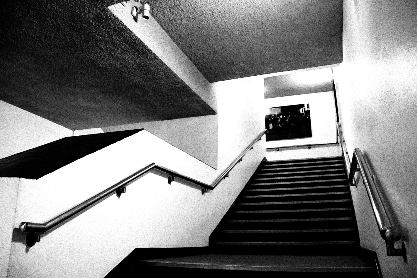 Black and white photo of a stairwell